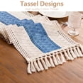thumbnail image 6 of TickJOY Boho Table Runner – Farmhouse Decor Macrame Runner Table Cloth with Tassels for Home Decor, Kitchen Decor, Living Room Decor, Centerpiece Table Decorations(Blue/Beige, 12x72 Inches), 6 of 6