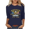 thumbnail image 5 of Lazyguy United States 250th Anniversary Pullover Women Graphic Printed Casual T-Shirts Crew Neck 3/4 Sleeves Blouses Tees for Festival Fourth of July S-4XL Blue, 5 of 9