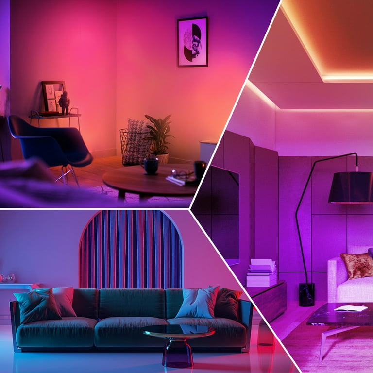 De er Udvalg kopi Phopollo 50ft Wifi LED Strip Lights, Work with Alexa and Google Assistant,  Color Changing RGB LED Lights for Bedroom Home Decor(25ft*2) - Walmart.com