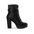 thumbnail image 3 of BLISSFUL STEP Women's Platform Buckle Lace Up Block Heel Ankle Boot, 3 of 7