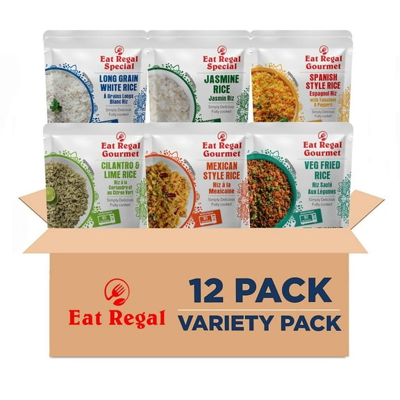 Eat Regal Rice Meals 6 Flavor Variety Pack Heat & Eat Microwave Ready 12 Count