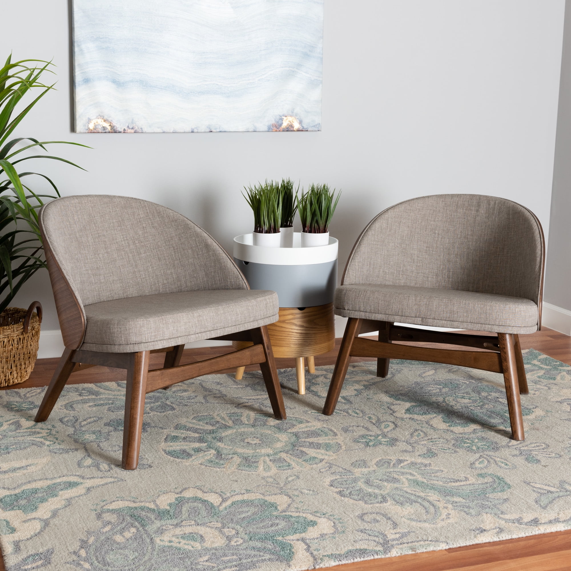 Baxton Studio Bianca Mid-Century Modern Walnut Wood Dark Brown Distressed Faux Leather 3-Seater Sofa