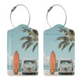 thumbnail image 3 of Honeii Vintage Surf Van Beach Print Leather Luggage Tag for Suitcases,ID Tags,Bag Tags for Luggage,Functional Travel Tag-1, 3 of 5