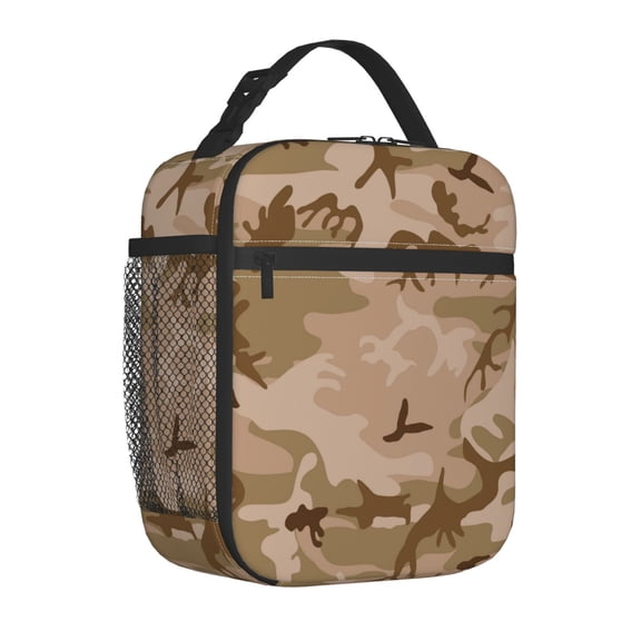 Reusable Lunch Bag Desert Camouflage Small Lunch Box Insulated Portable for Men Women Work Picnic