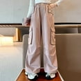 thumbnail image 5 of Ashirexll Girls Cargo Pants Leggings Spring Solid Color Work Pants With Multiple Pockets Loose Pants for Boys and Girls, 5 of 5