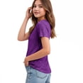 thumbnail image 5 of DORKASM Girls Long Sleeve Sequin Crew Neck Top: Casual Loose Fit Shiny Daily Blouse Purple 160, 5 of 6
