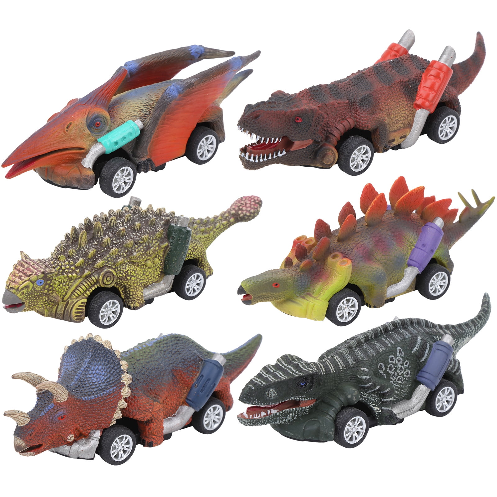 Cergrey Dinosaur Model Car, Dinosaur Model Car Toy Pull‑Back Four Wheel