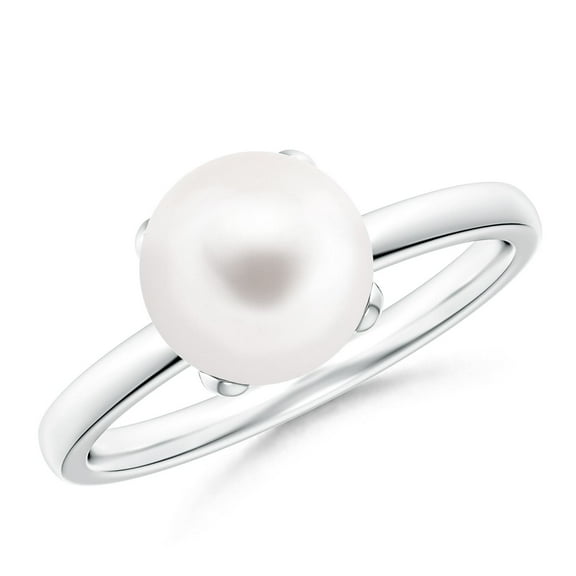 ANGARA Classic Solitaire Freshwater Cultured Pearl Ring in 925 Sterling Silver for Women | June Birthstone, Birthday, Anniversary, Jewelry Gift for Women | Pearl Ring