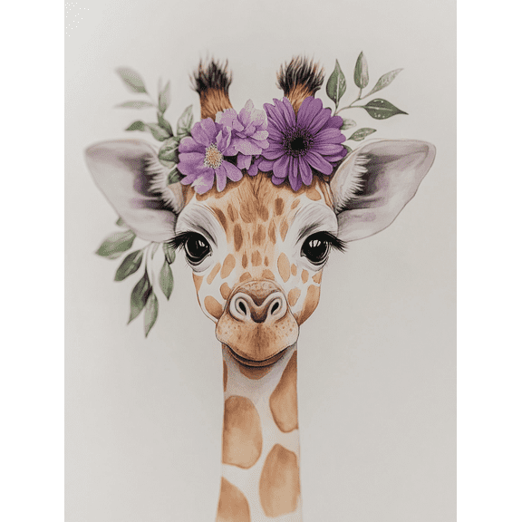 Floral Giraffe Canvas Wall Art， Perfect for Living Room， Bedroom， Nursery， Office， and Hallway Decor.