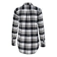 thumbnail image 3 of Weatherproof  Womens Vintage Brushed Flannel Long Sleeve Shirt, White & Black - Large, 3 of 5