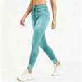 thumbnail image 2 of Pants Women, Women's Pants High Waisted Stretchy Jeans, Slim Fit Cuffed Hem Skinny Cropped Denim Pants with Pockets for Casual Daily Green L, 2 of 7