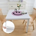 thumbnail image 2 of WERPE Tablecloth Square Table Cover Retro Happy Face Checkered Pattern Smile Face Trendy white, 2 of 7