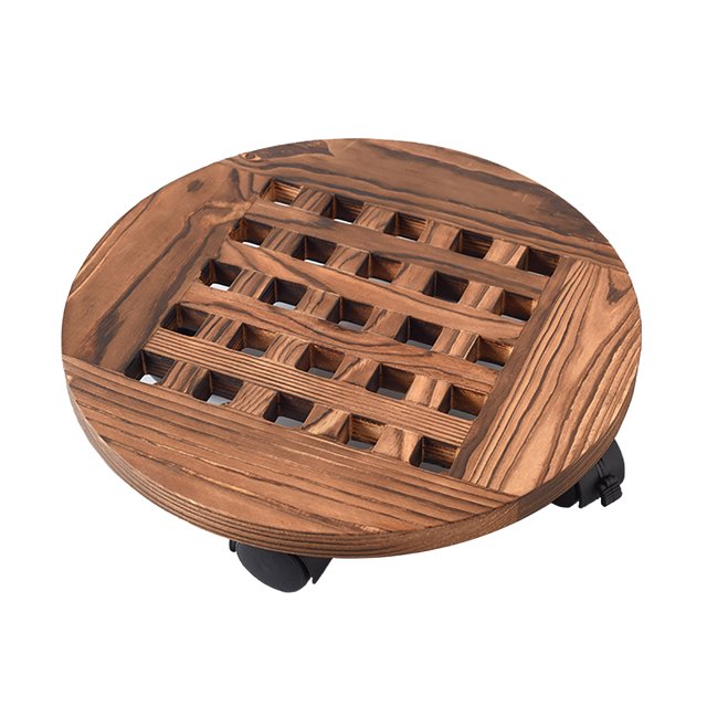 Support de Plante Plateau à Fleurs Support de Pot Réceptacle Mobile avec Roues Outil de Jardinage Jardinière en Bois Roulante