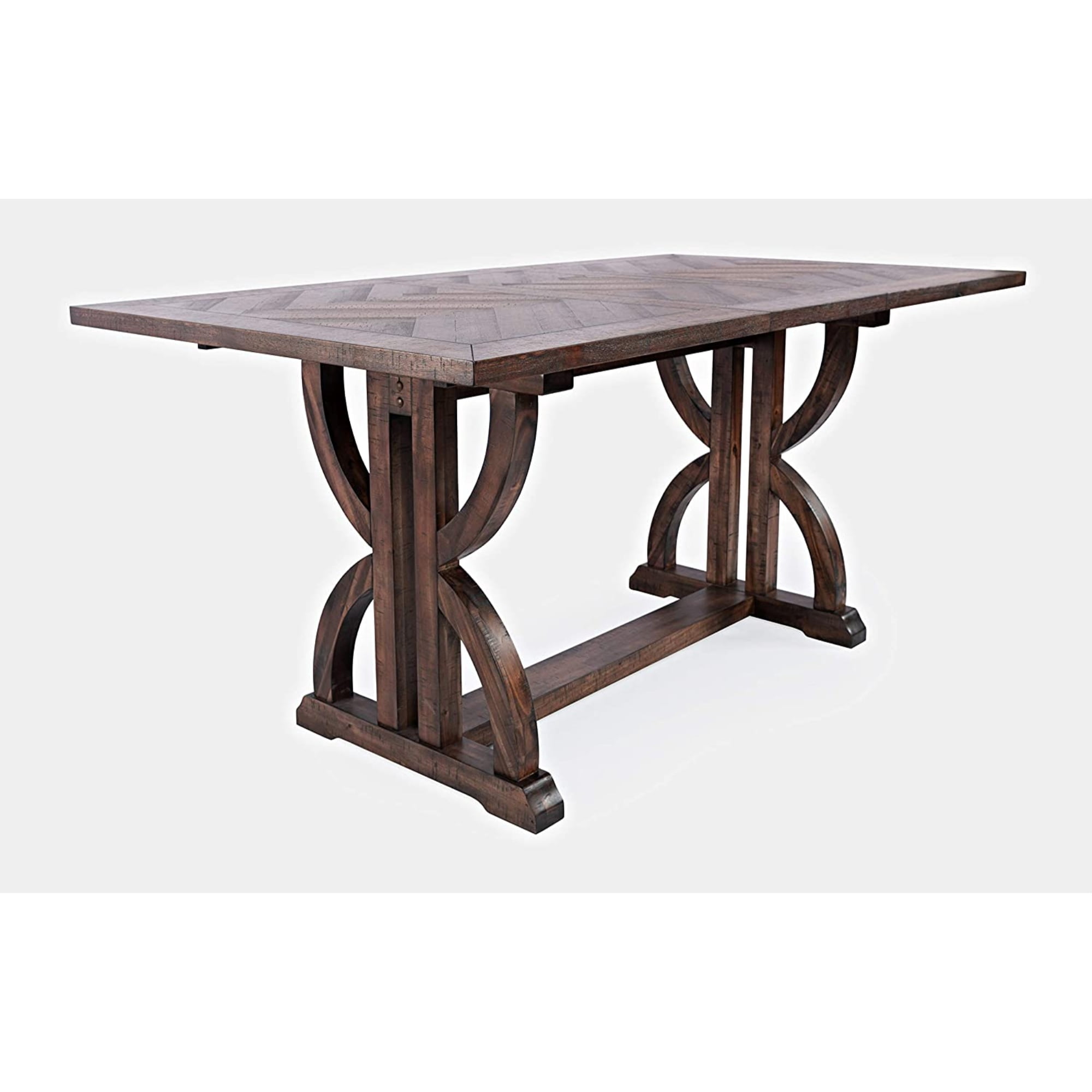 Jofran Fairview Transitional Herringbone Distressed Acacia Counter Height 78" Dining Table