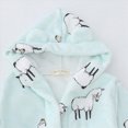 thumbnail image 4 of TOWED22 Boys Girls Robe Kids Flannel Hooded Bathrobe Sleepwear Pajamas Toddler Soft Plush Robes Baby Gifts(Light Blue,10-12 Y), 4 of 6