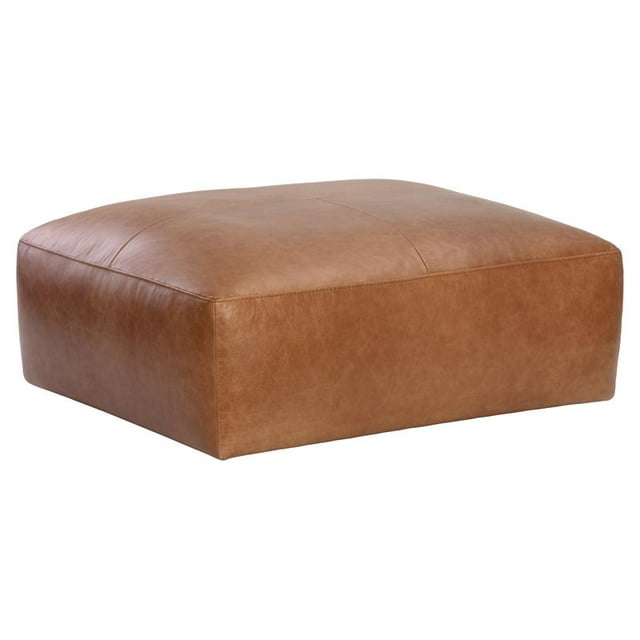 Sunpan Watson 40.25" Modern Leather Modular Ottoman in Brown