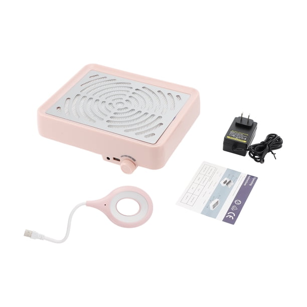 Colector de Polvo para Uñas Unique Bargains con Lámpara, Kit de Colector de Polvo para Aspiradora de Uñas, Ventilador de Polvo para Uñas de Bajo Ruido Color Rosa