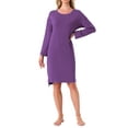 thumbnail image 2 of INSPIRE CHIC Womens Nightgown Long Sleeve Slit High Low Hem Rayon Built in Bra with Pockets Sleepdress Nightwear Pregnancy M Deep Purple, 2 of 5