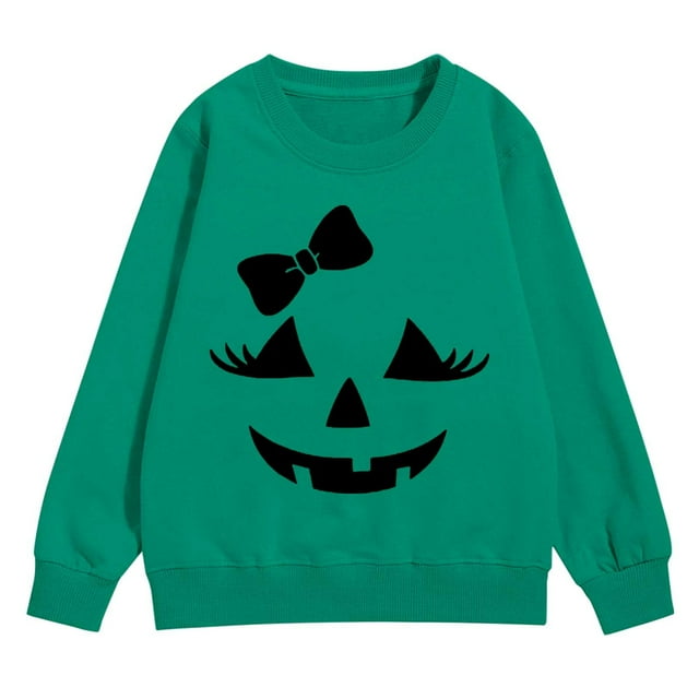 XQYLOS Chandail en Molleton Halloween pour Enfants Garçons Filles Citrouille Fantôme Chauve-Souris Imprimé Graphique Col Rond Manches Longues Chemise pour Tout-Petits 2-7T Mignon