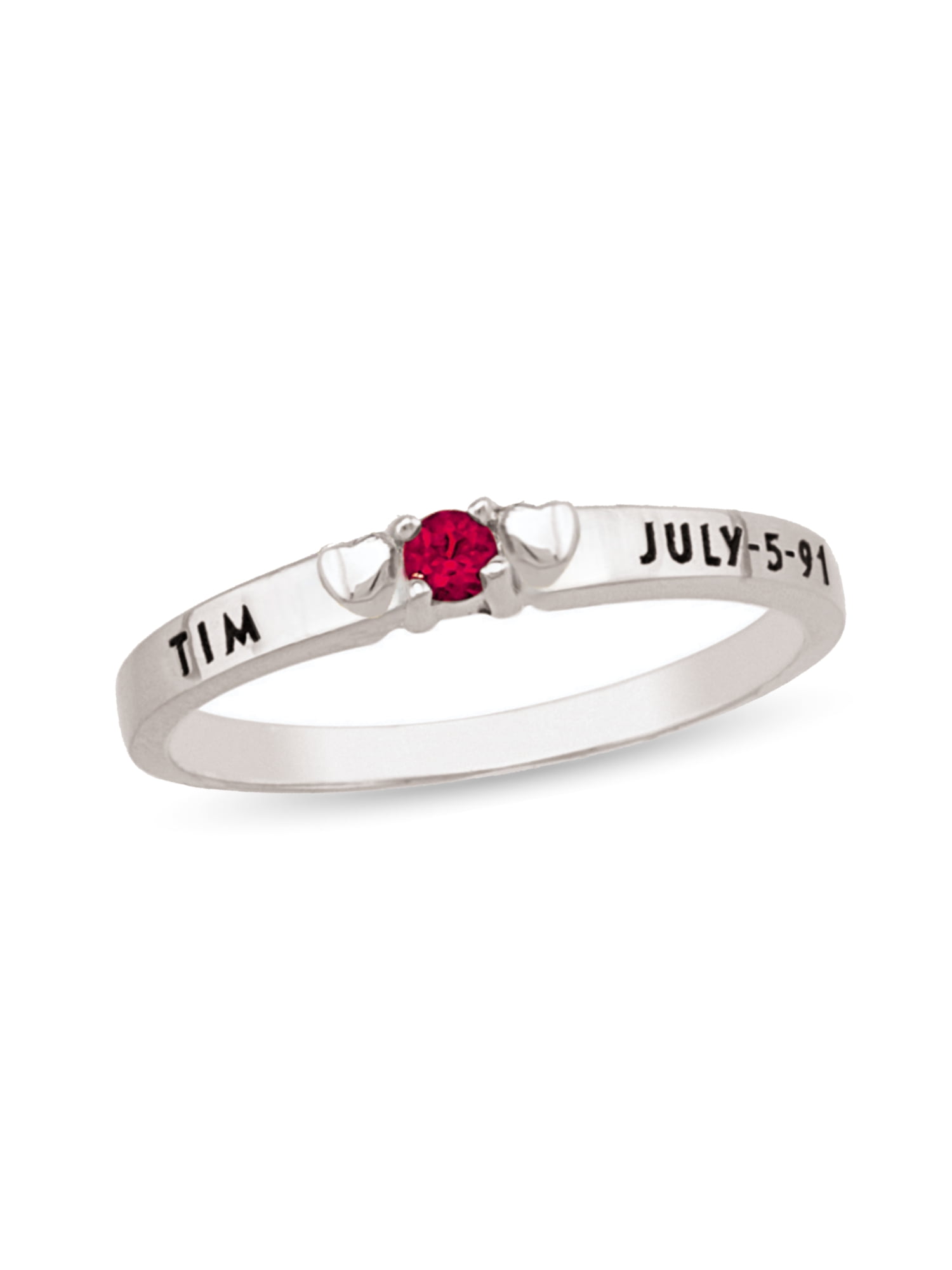 Personalized Heart Design Engravable Birthstone Ring in 14K Gold by Jewlster