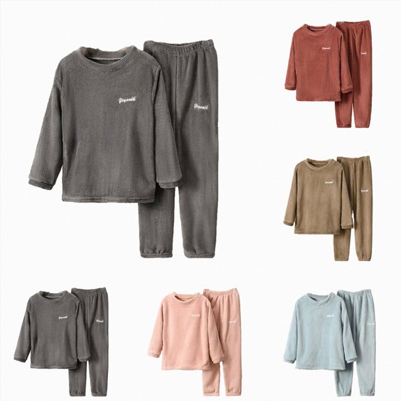 Girls Pajamas Kids 2 Piece Pjs Set Soft Cozy Long Sleeve Top And Pants Stretchy Girls' Sleepwear,cozy‑fleece 6-12 Months 12-24 Months 2t 3t 4t 5t 6t 7t 8t 9t Children Grey 18-24 Months