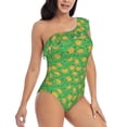 thumbnail image 3 of Sikiie Pumpkin Leaves Print Women One Piece Swimsuits Tummy Control One Shoulder Bathing Suits Ruffle Swimwear, From S to XXL-X-Large, 3 of 6