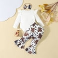 thumbnail image 6 of Baby Girl Clothes Outfit Newborn Going Home Outfit Long Sleeve Letter Cute Cow Print Ruffle Romper+ Floral Pants + Cute Headband Sets for Fall Winter 0 3 6 9 12 18 Months, 6 of 6