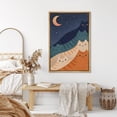 thumbnail image 2 of Framed Canvas Print Wall Art Whimsical Cats on a Moonlit Night Kitty Art for Nursery Decor - 16"x24" NATURAL, 2 of 7
