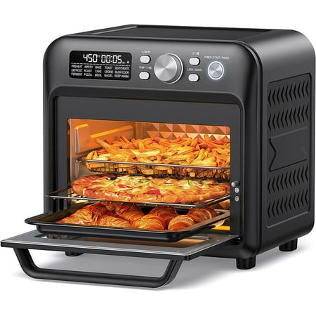 

Fryer Oven 19QT Family-Sized Toaster Oven Convection Oven with Child Lock Fits 12-inch Pizza 6-Slice Toast Button & Knob-Controlled Kitchen Appliance Dishwasher Safe (19QT)