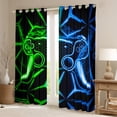 thumbnail image 2 of Erosebridal Teens Gamepads Curtains Pack of 2 (42Wx63L),Green Blue 30%-50% Black Out Curtains,Video Game Curtains for Living Room (42Wx63L),Geometric Room Decor, 2 of 6
