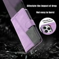 thumbnail image 4 of Vintage Wallet Case for iPhone 16 Pro, Premium PU Leather RFID Blocking Card Holder Lanyard Magnetic Closure Kickstand Phone Cover for iPhone 16 Pro, Purple, 4 of 9