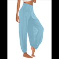 thumbnail image 3 of Pantalones Harén con Abertura Alta para Mujer, Pantalones Harén Hippies. Azul M, 3 of 7