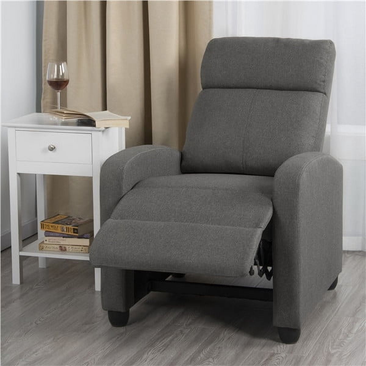 Alden Design Modern Adjustable Fabric Recliner with Footrest, Set of 2, Gray