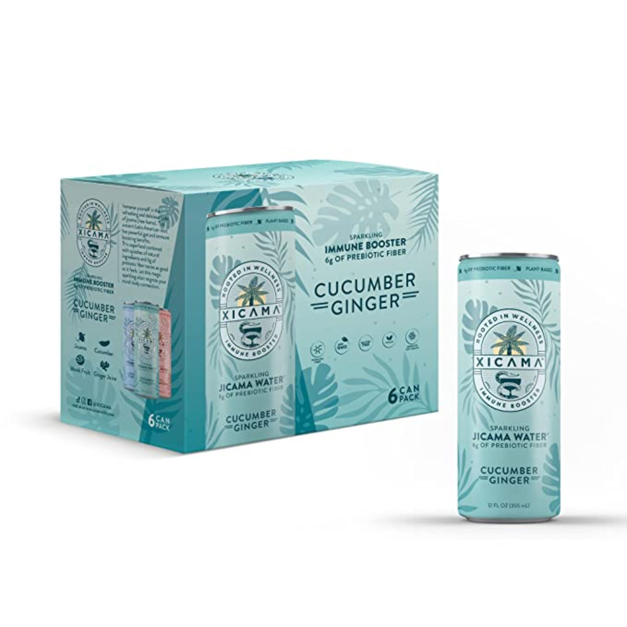 Xicama Sparkling Jicama Water, Cucumber Ginger, 355 ml 6 Pack