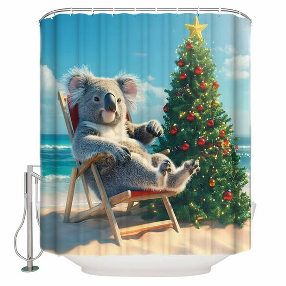 72x78 Inch Shower Curtain Christmas Bathroom Decor Waterproof Fabric Bathtub Bath Curtains Decorative Winter Summer Beach Pine Tree Xmas Extra Long Shower Curtain Set with Hooks