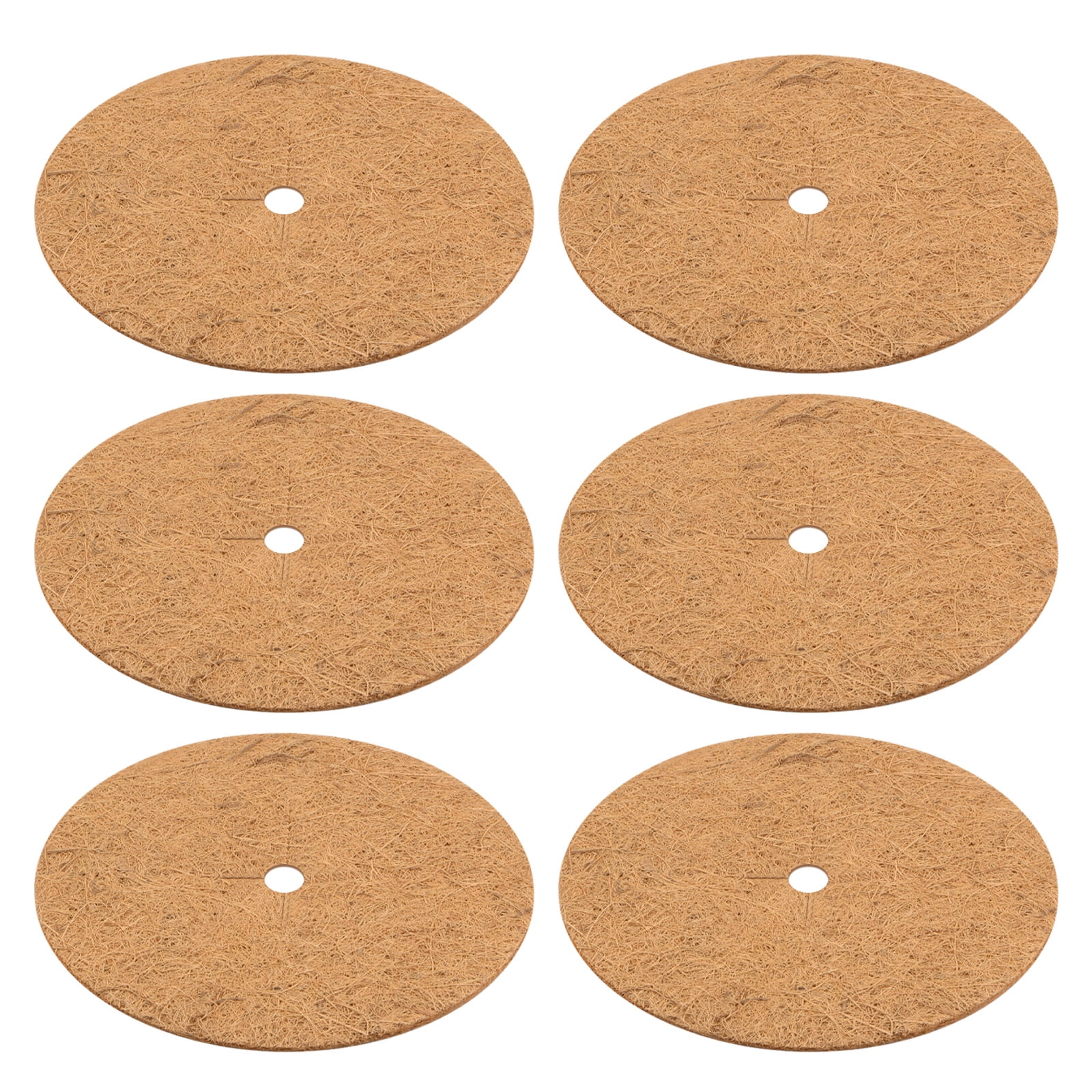 Uxcell 6-Pack Coconut Fibers Mulch Ring Tree Protector Mat, 14.6 Inch Tree Ring Mulch Mat for Plants [Coconut Brown]