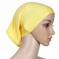 thumbnail image 2 of Hijab for Women, Yigetop Women's Soft Solid Color Short Muslim Solid Cotton Hijab Cap Head Cover Under Scarf Shawl Turban Hat Hijab Scarf for Women Yellow One Size, 2 of 3