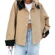 thumbnail image 2 of Abrigo Corto de Mujer, Chaqueta de un Solo Botón, Cortavientos de Otoño, Prenda de Abrigo de Moda Caqui L, 2 of 10