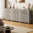 thumbnail image 6 of GIKPAL Buffet Sideboard Cabinet with Drawers Set of 3, Modern Fluted Storage Cabinet with Adjustable Shelves, Accent Entryway Cabinet TV Stand for Dining Room, Kitchen, Living Room, White Oak, 6 of 9