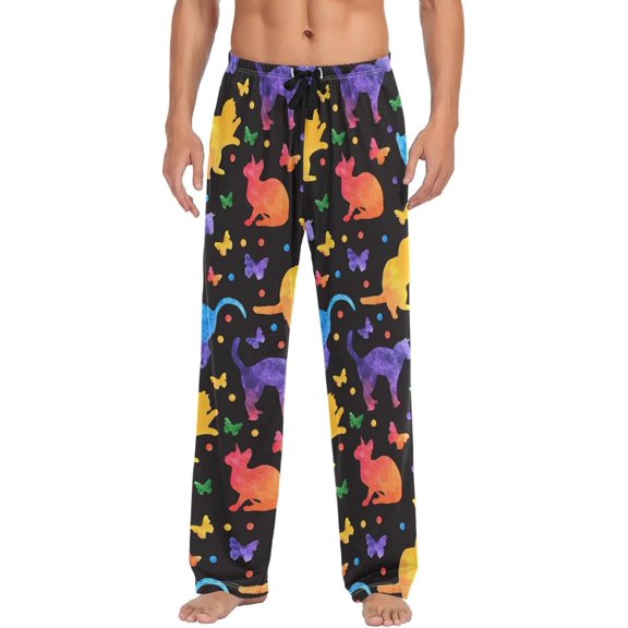 GZHJMY Cat Pajama Pants for Men, Lounge Pants Lightweight Men Pajama Bottoms with Drawstring Pockets, Christmas New Year Birthday Gifts, X-Large