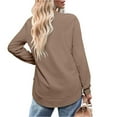 thumbnail image 3 of DondPO Womens Tunic Tops，Womens Sweatshirt Crewneck Long Sleeve Shirts High Low Tops Curved Hem Women Sweatshirts No Hood，Womens Fall Tops，Tops for Women Trendy Brown L, 3 of 4