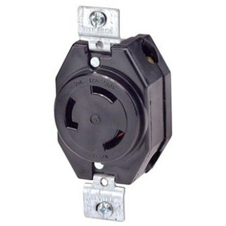3330 Wall - Leviton 3330 30 Amp, 125/250 Volt, Flush Mounting Locking Receptacle, Industrial Grade, Non-Grounding, Black
