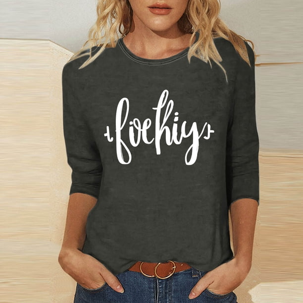 TaTaai Women's Casual Green Print Blouse Round Neck 3/4 Sleeve St. Patrick's Day T-Shirt Loose Fit Irish Holiday Spring Wear Gift