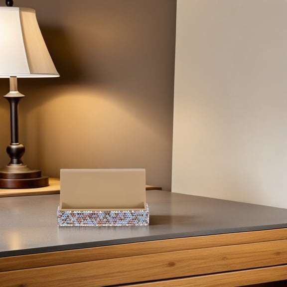 LOLIPPYY Golden Rhinestone Business Card Holder for Office Desk Crystal Display Stand