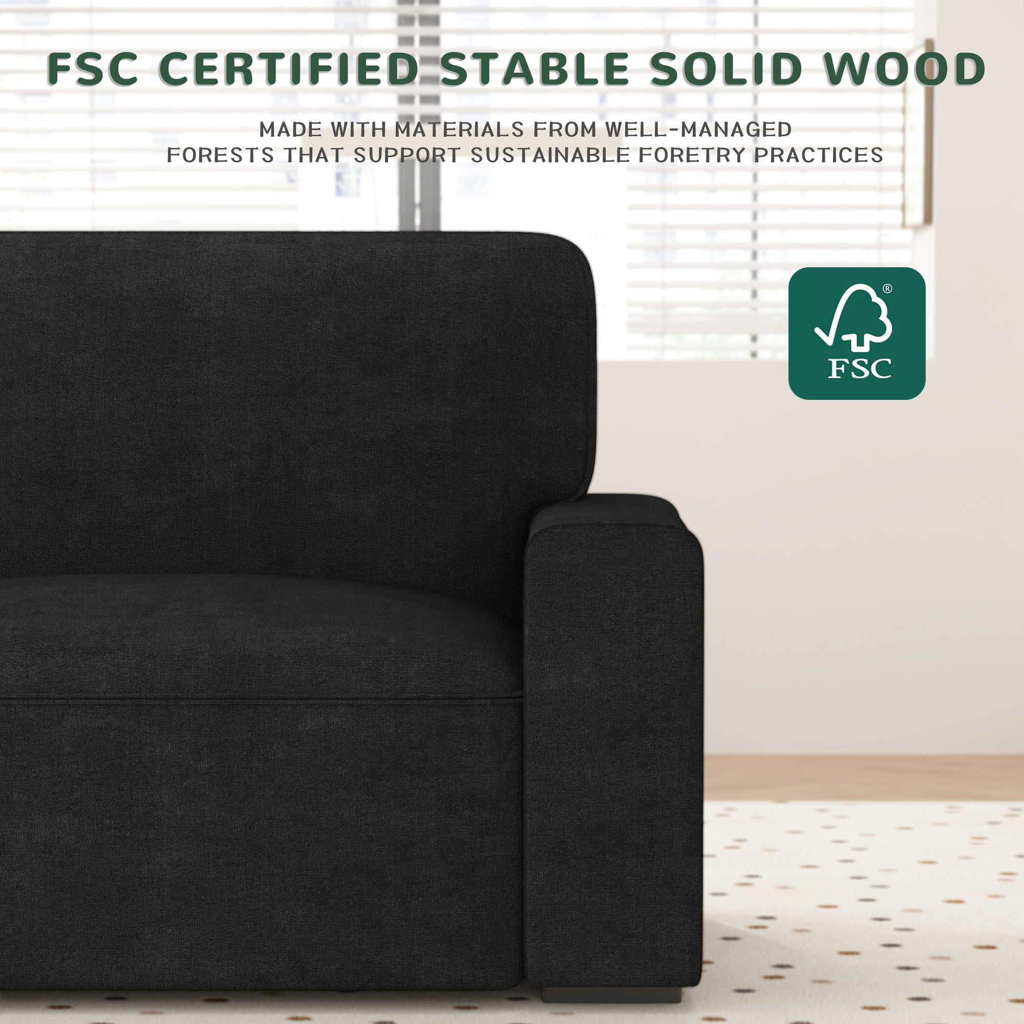 AAQZ 87" Comfy Sofa for Living Room, 3 Seater Chenille Fabric Couch for Small Space, Dark Gray