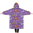 thumbnail image 2 of Oversized Wearable Blanket Hoodie,Halloween Dinosaur Themed Pattern Sherpa Blanket Hoodie with Super Pockets,Super Warm Fuzzy Pullover for Women & Men, 2 of 6