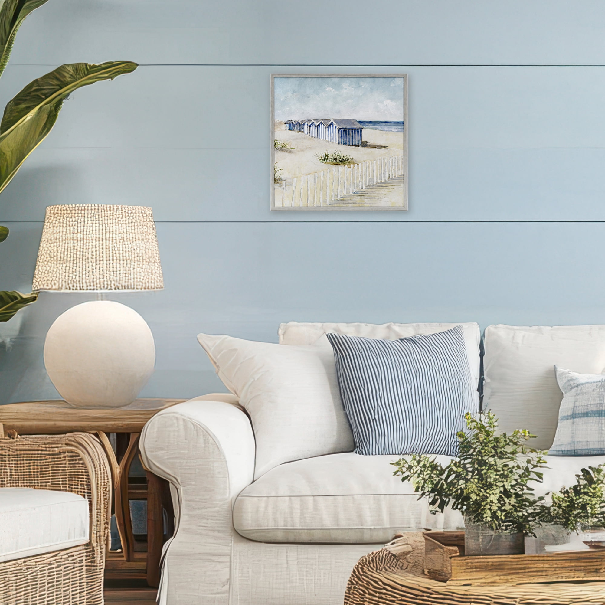 Stupell Industries Vintage Coastline Nautical Shacks Gray Framed Giclee Art, design by Lorenzo Collective