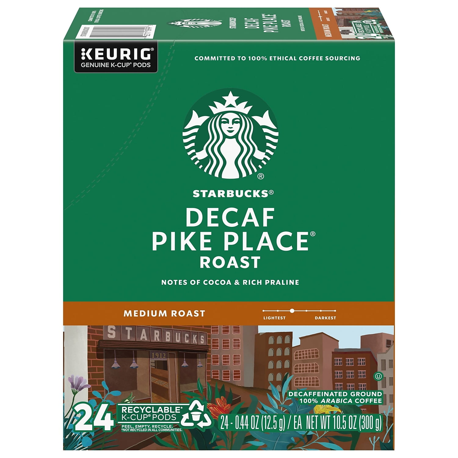 Starbucks Decaf Pike Place Roast Coffee, K-Cup Portion Pack for Keurig Brewers (24 Count