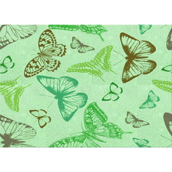 Ahgly Company Indoor Rectangle Patterned Mint Green Area Rugs, 7' x 9'