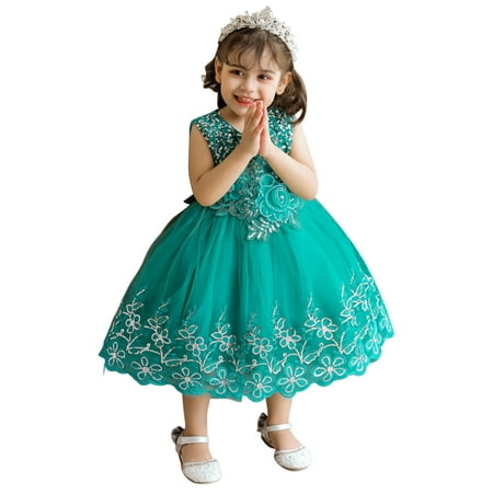

Little & Toddler Floral Embroidered Lace Girls Party Dress Q510 Sizes 2-5